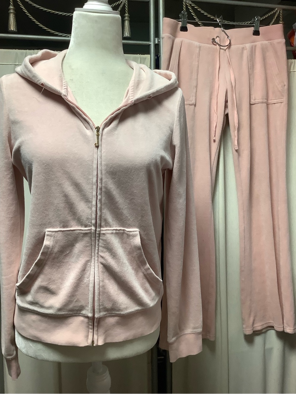 Juicy Couture Velour Zip Up Hoodie Pants 32 x 30 Tracksuit Set
